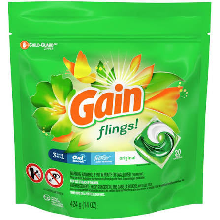 Gain Flings! Laundry Detergent- 60ct is in stock